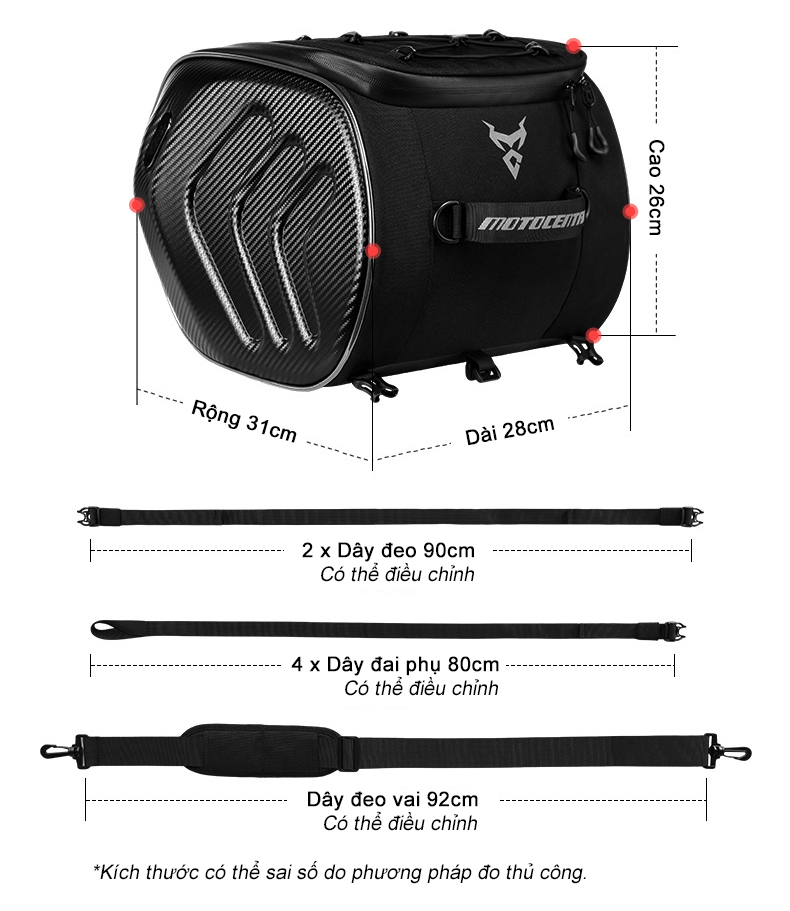 Túi buộc sau yên xe máy motocentric